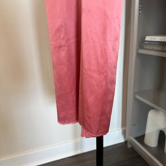 Reformation Liza Silk Dress NEW Valentine Pink V-Neck Knee Length Slip Dress 8 - Picture 5 of 7